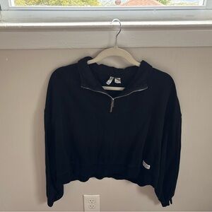 H&M Black Half-Zip Cropped Sweatshirt